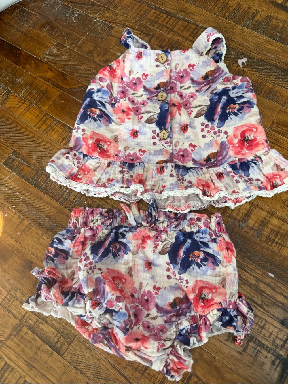 cheeky plum Pink & purple Floral Ruffle Matching Shorts Set